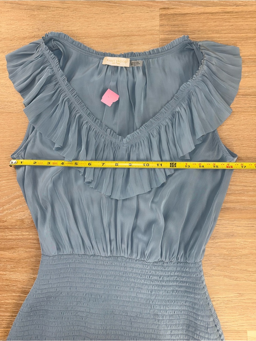 Ramy Brook Dusty Blue Ruffle Smocked Mini Dress XS - Picture 4 of 8